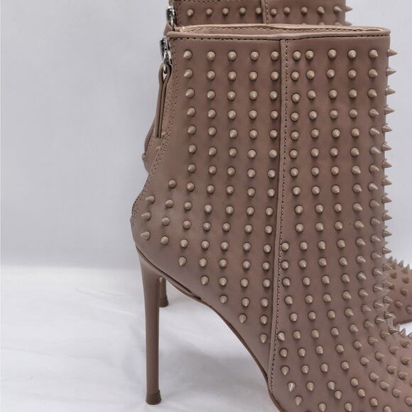 Steve Madden Vapor Studded Stiletto Ankle Boots Women’s 6 Tan Pointed Toe Glam - Picture 6 of 11